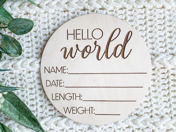 Baby Stats Plaque Engraved Wood Hello World Sign Baby Photo | Etsy | Etsy (US)