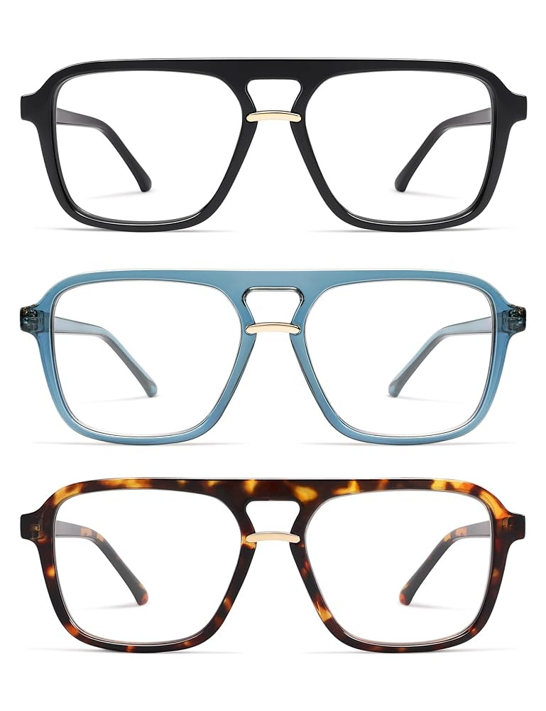 AMOMOMA 3 Pack Trendy Aviator Reading Glasses for Women Men Stylish Square Blue Light Blocking Re... | Amazon (US)