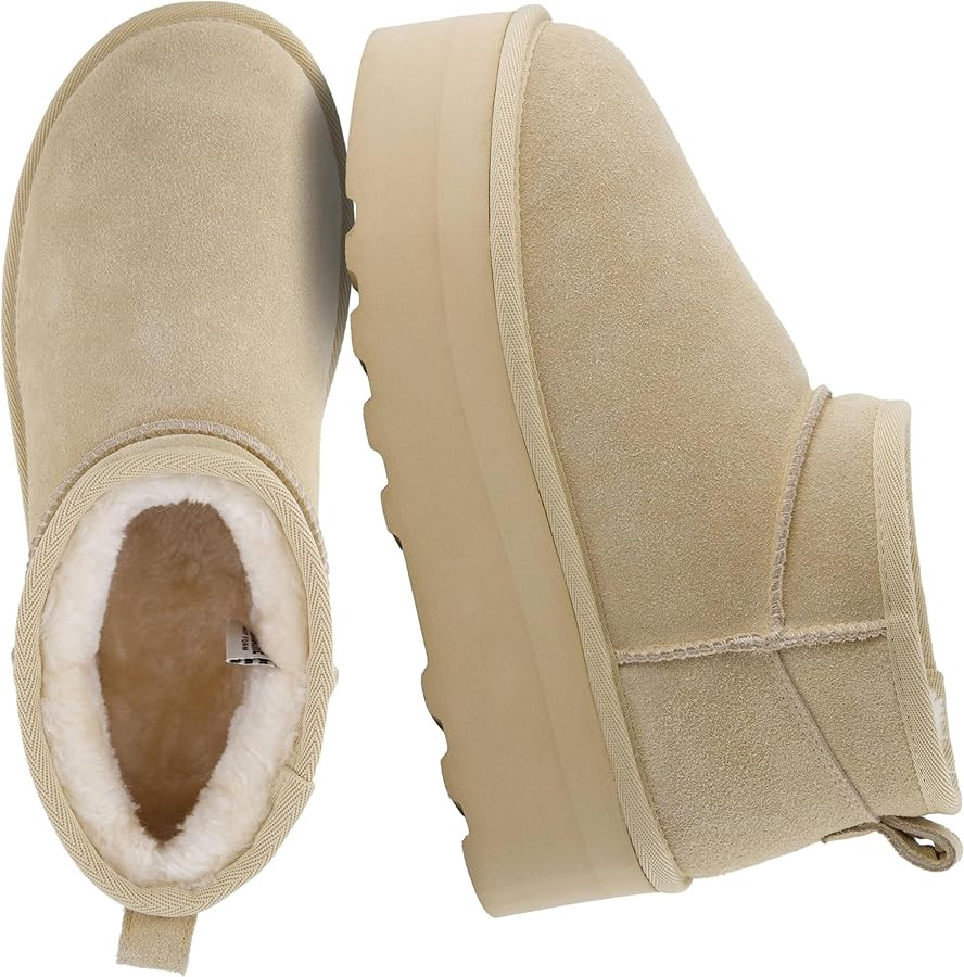 CUSHIONAIRE Hippy Women’s Platform Ankle Boots – Genuine Suede, Faux Fur Lining, Cozy Winter ... | Amazon (US)