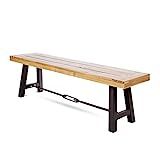 Christopher Knight Home Catriona Outdoor Acacia Wood Bench with Metal Accents, Teak Finish / Rustic  | Amazon (US)