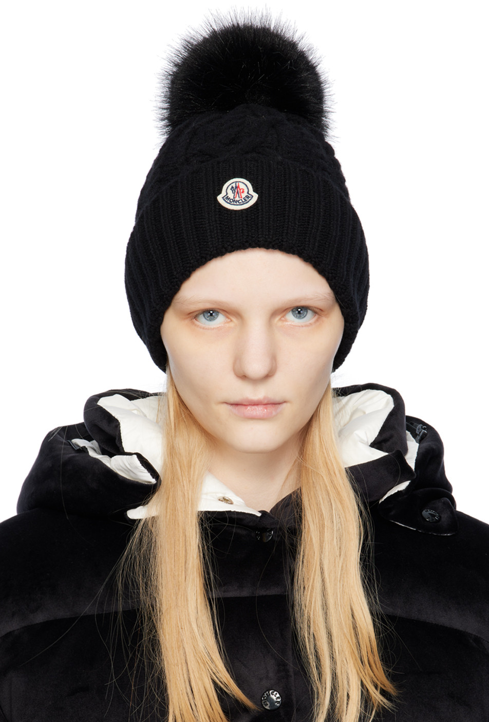 Moncler Black Pom Pom Beanie | SSENSE