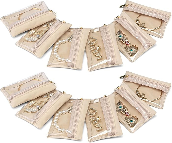 Vlando Jewelry Travel Case,Travel Jewelry Organizer with Clear Velvet Jewelry Bags Zipper Pouch f... | Amazon (US)