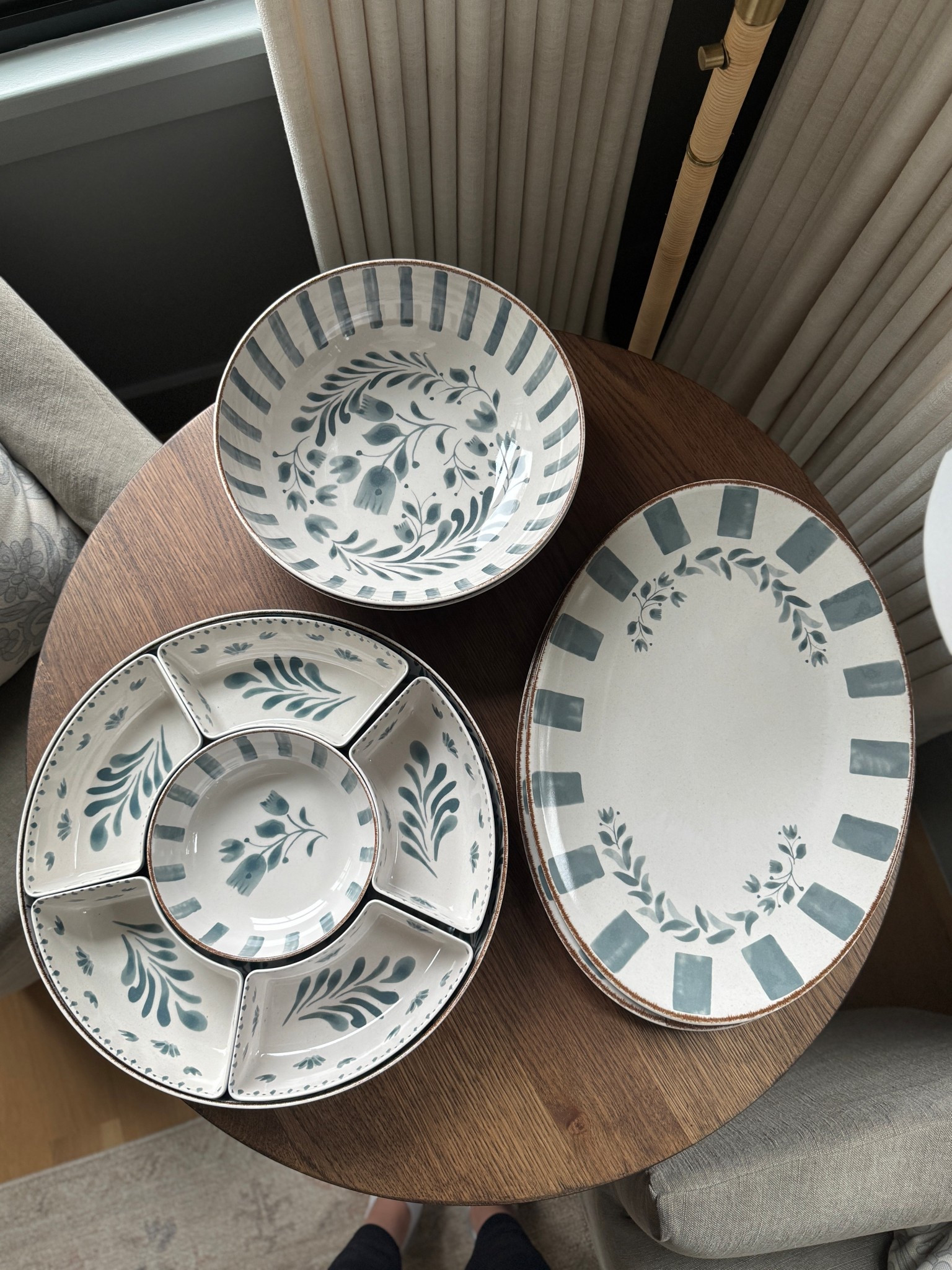 This viral melamine dishware set from Walmart is worth the hype! This is the blue color and it’s a pretty muted teal blue color. I bought two oval platters, two serving bowls and this large divided serving platter - perfect for serving vegetables, fruit, or chips and dip. Everything washes in the dishwasher well!

#LTKHome #LTKSaleAlert #LTKStyleTip