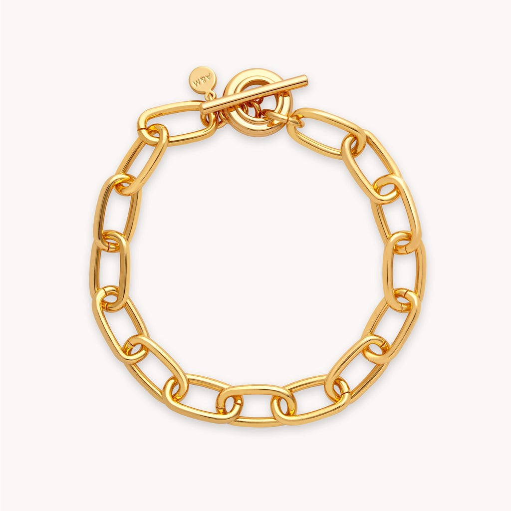 Ripple T-Bar Chunky Bracelet in Gold | Astrid and Miyu