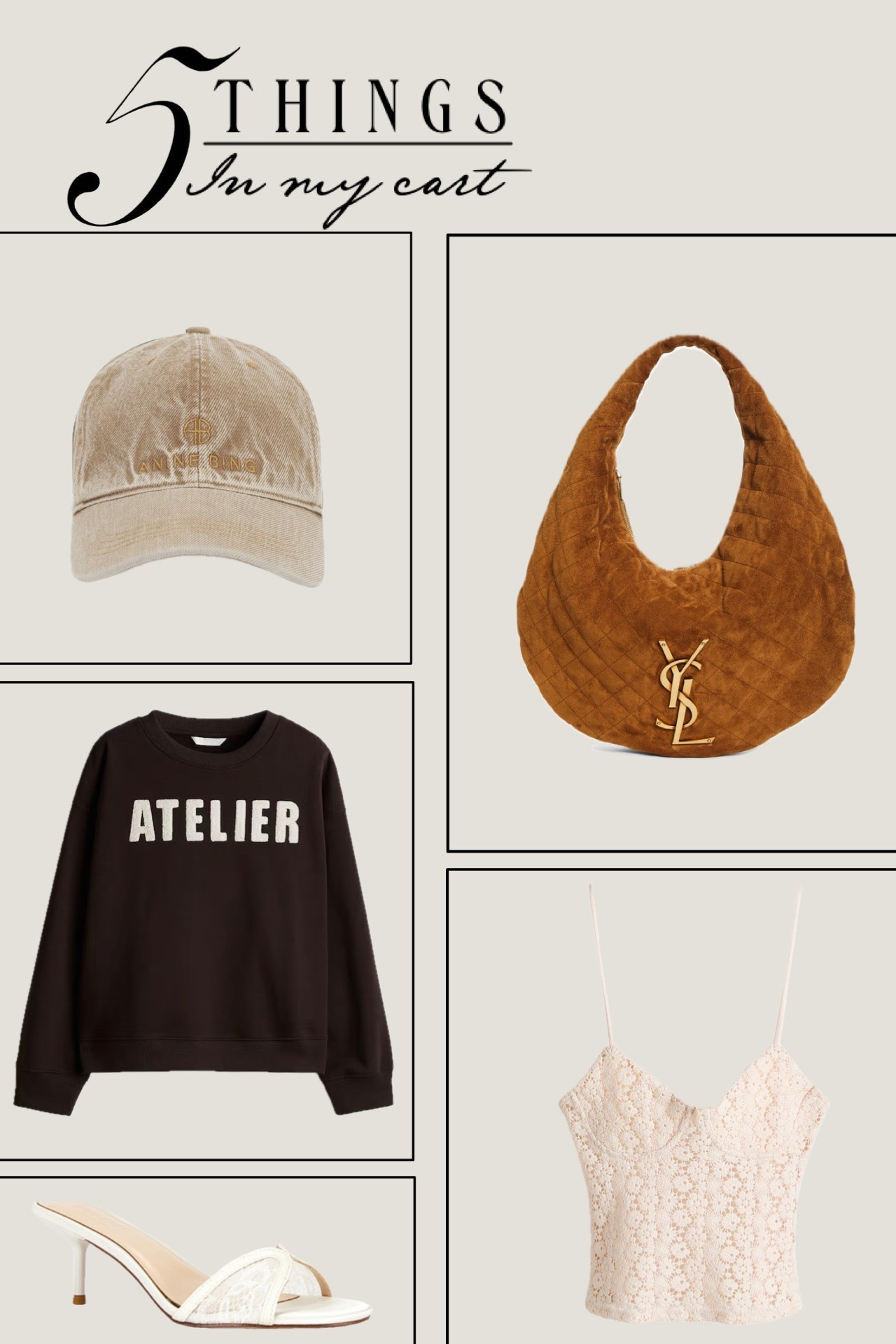 Five things in my cart 🛒 

#baseballcap #ysl #sweatshirt #sandals #top

#LTKootd #LTKgrwm #LTKActive