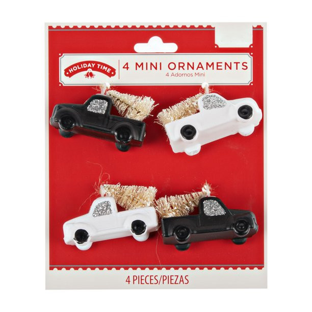 Holiday Time 4ct Black/ White Truck W/ Tree Ornament - Walmart.com | Walmart (US)