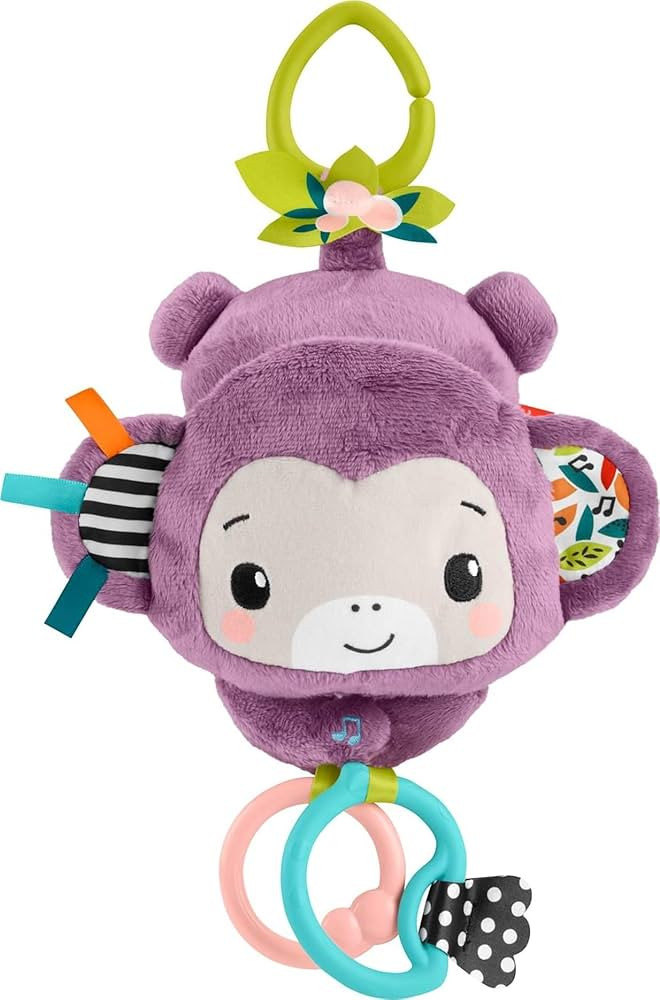 Fisher-Price Baby Stroller Toy Sing & Go Purple Monkey Musical Sensory Plush with Crinkle & Clack... | Amazon (US)