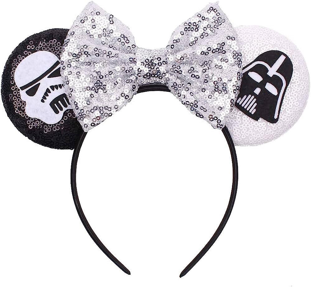 JIAHANG Halloween Mouse Ears Headband Ghost Sequin Bow Hair Band, Festival Party Decoration Costu... | Amazon (US)