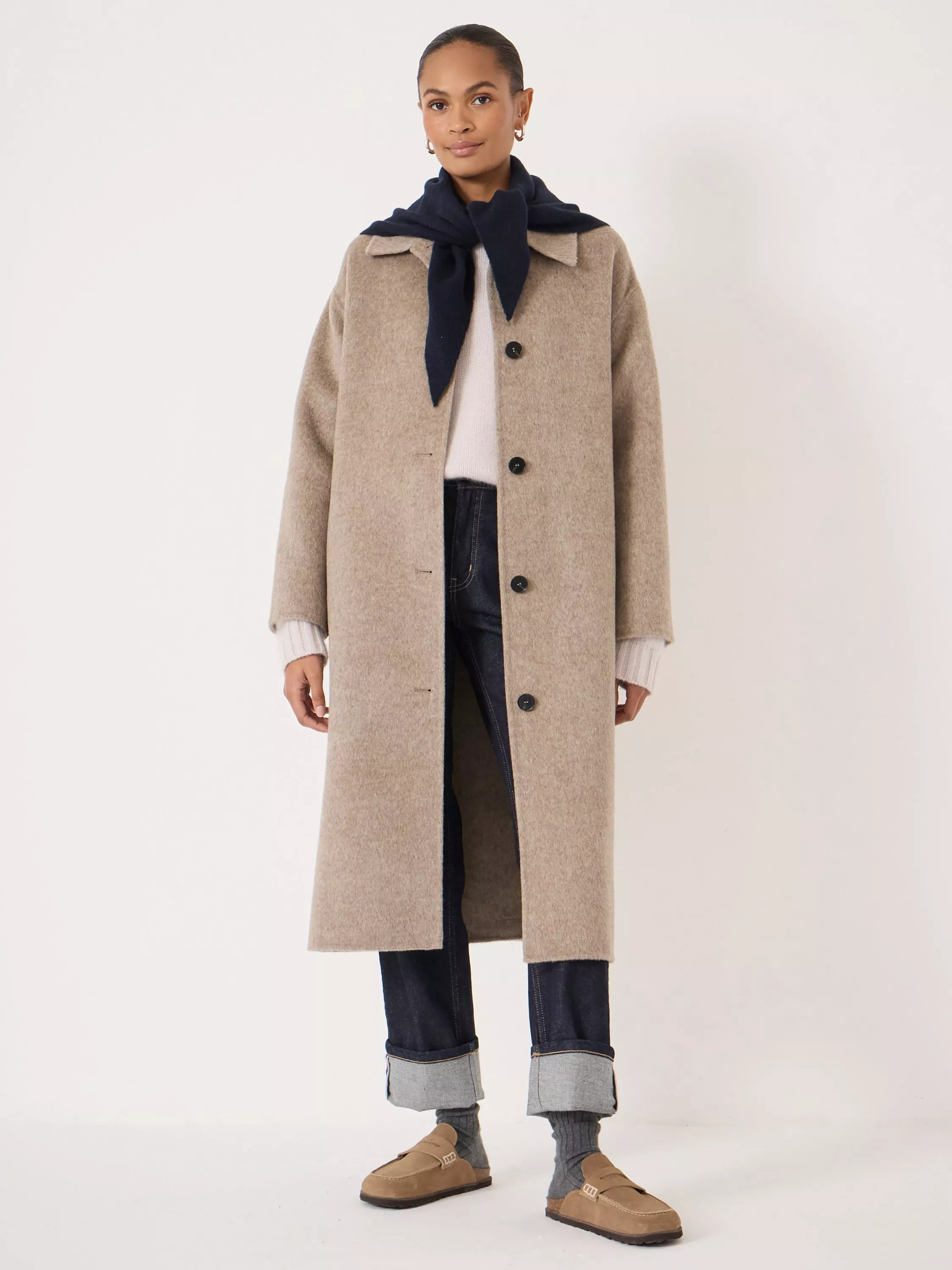 Edie Double Faced Pure Wool Coat, Oatmeal Marl | John Lewis (UK)