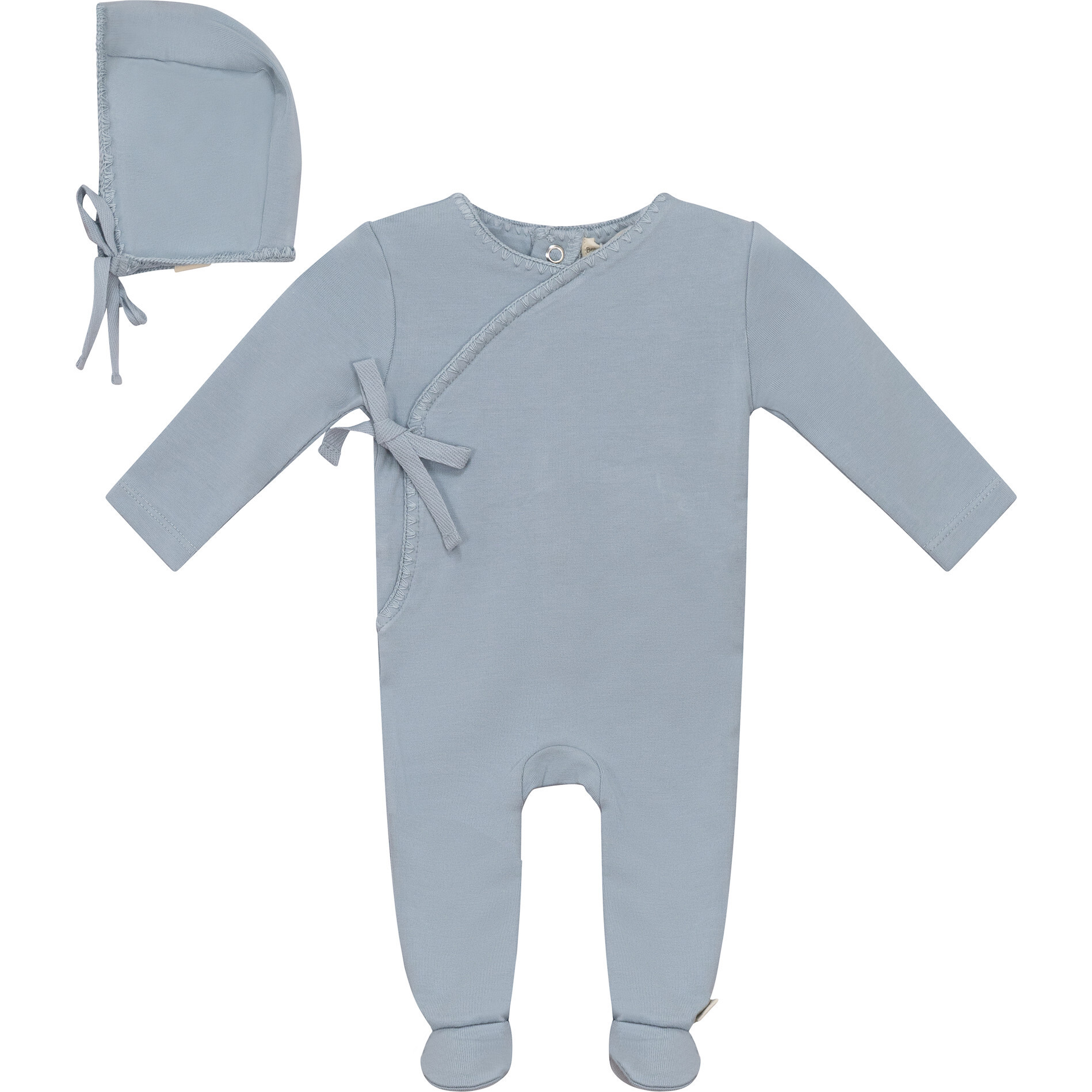 Knitted Wrap Onesie with Bonnet Blue | Maisonette