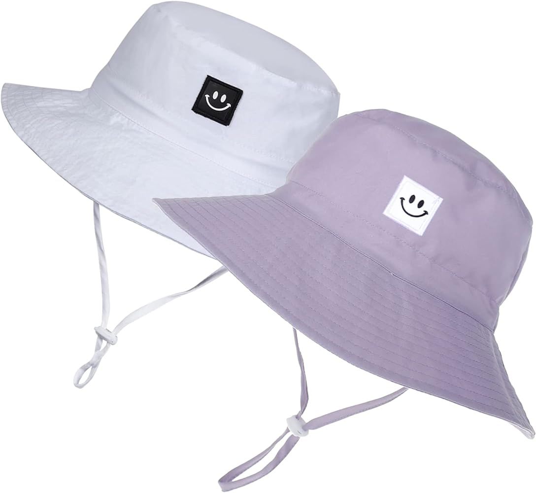 MaxNova Baby Sun Hat Smile Face UPF 50+ Toddler Bucket Hat for Boys Girls 0-7 Years | Amazon (US)