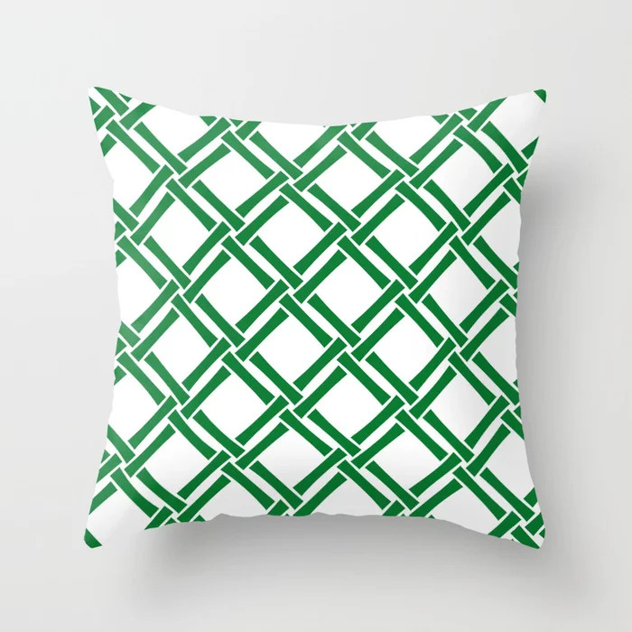 Classic Bamboo Trellis Pattern 231 Green Throw Pillow | Society6