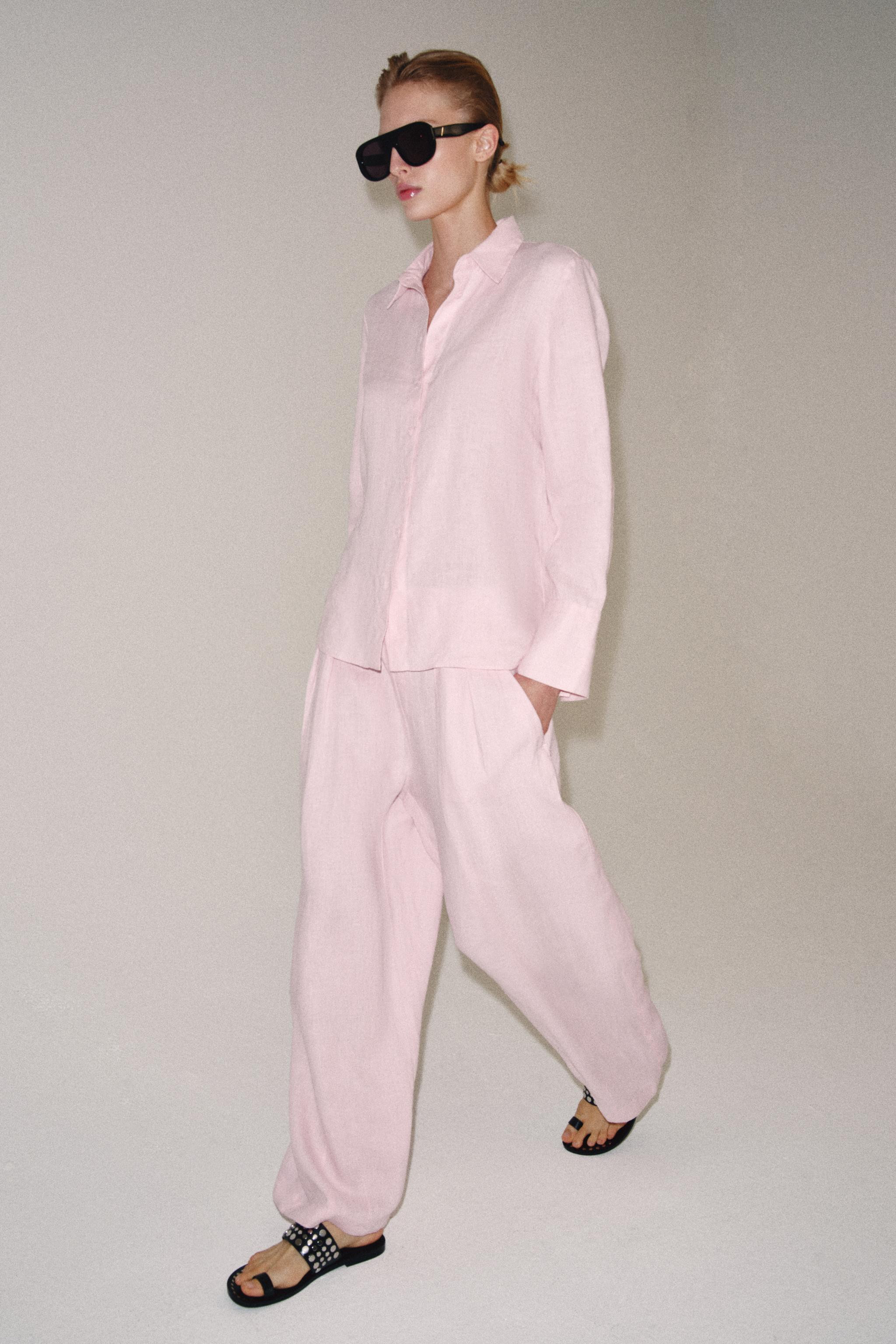 ZW COLLECTION 100% LINEN PLEATED TROUSERS | Zara UK