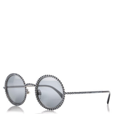 100% Auth Chanel Pearl Grey Gunmetal Round Mirror Cruise 71138 Womens Sunglasses  | eBay | eBay US