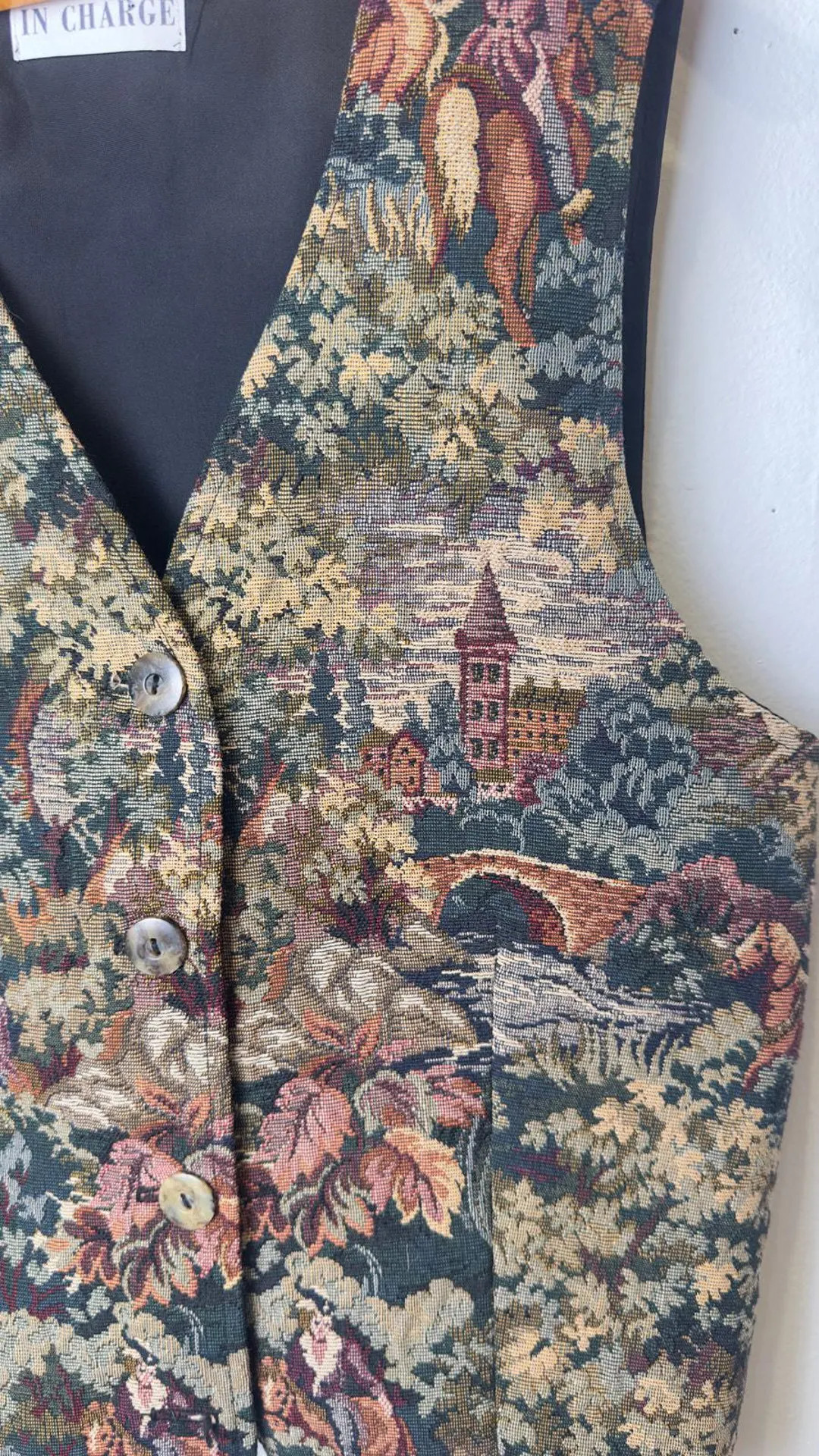 Vintage Tapestry Vest, Medieval Castle Scene, Woven Waistcoat, Baroque Style Button-up Vest, Retr... | Etsy (US)