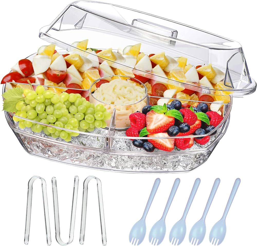 INNOVATIVE LIFE Fruit Trays for Serving for Party, 15 Inch Appetizer Serving Tray on Ice,Party Pl... | Amazon (US)