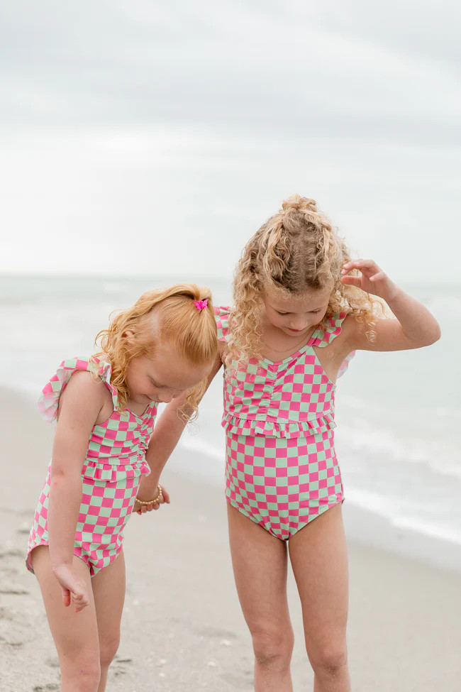Kid's Beach Vibes Only In Watermelon Crawl One Piece Swimsuit | Pink Lily