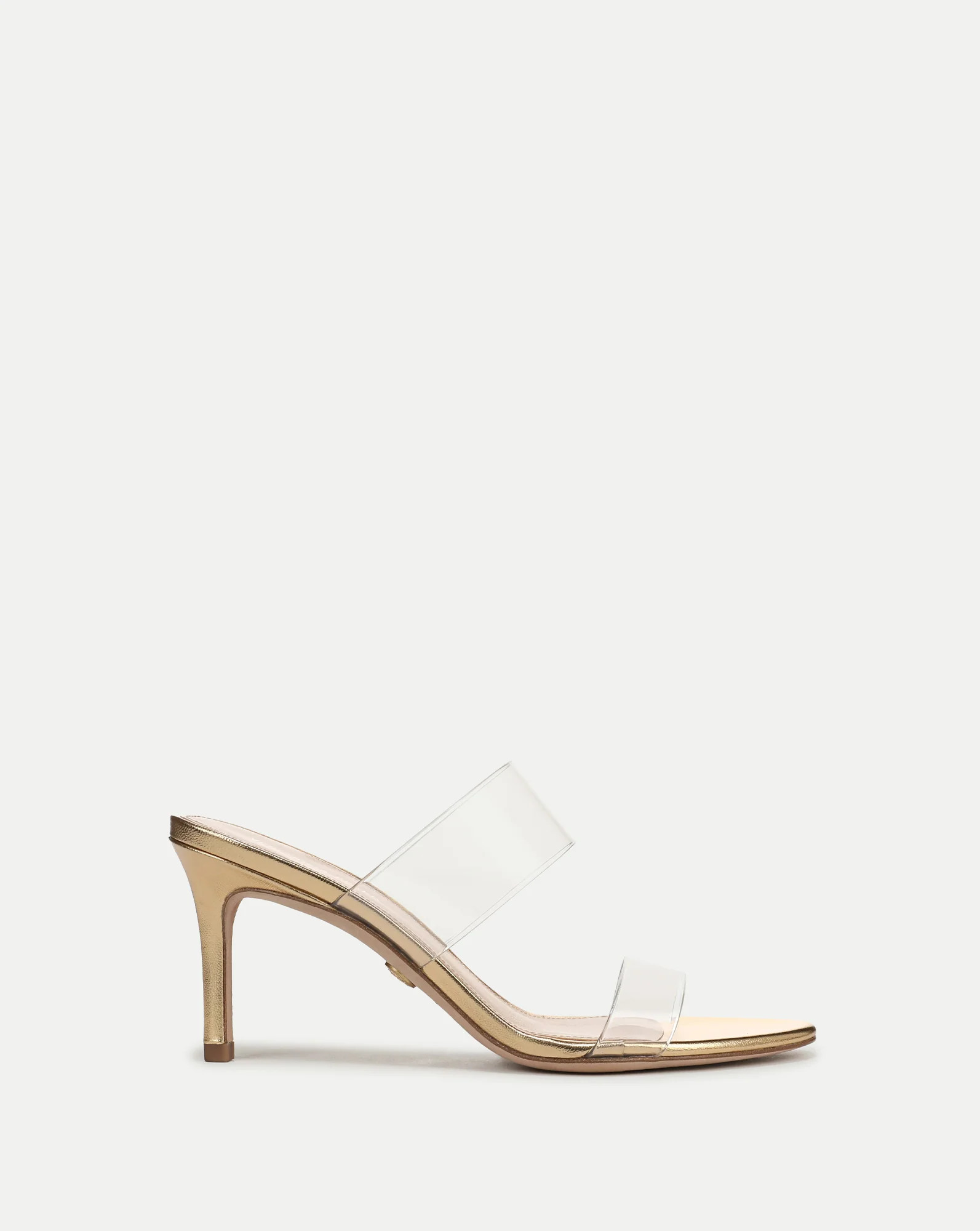 Asha Mid-Heel Sandal in Clear/Pale Gold | Veronica Beard | Veronica Beard