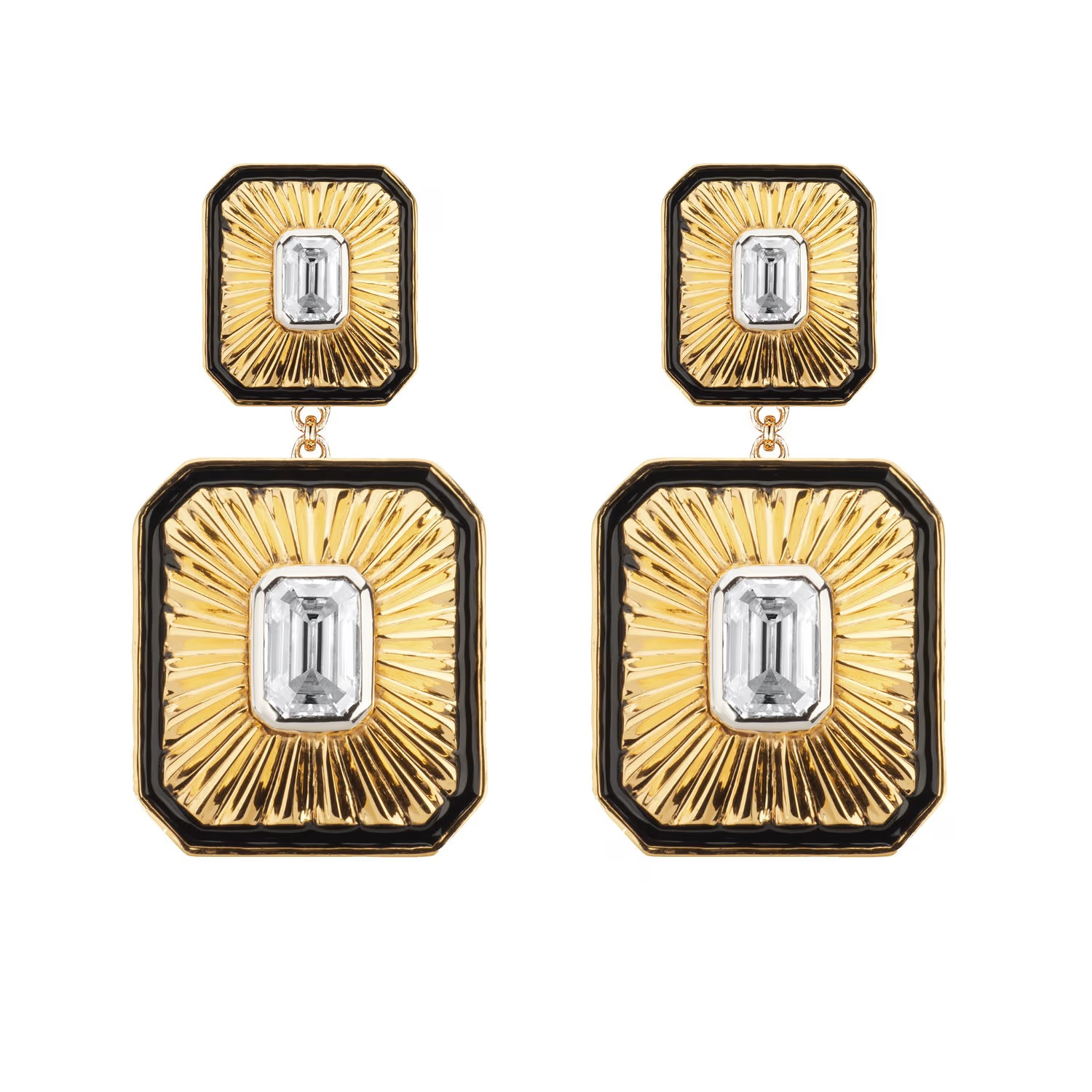 Art Deco Fan Diamond Gold Statement Earrings | Wolf & Badger