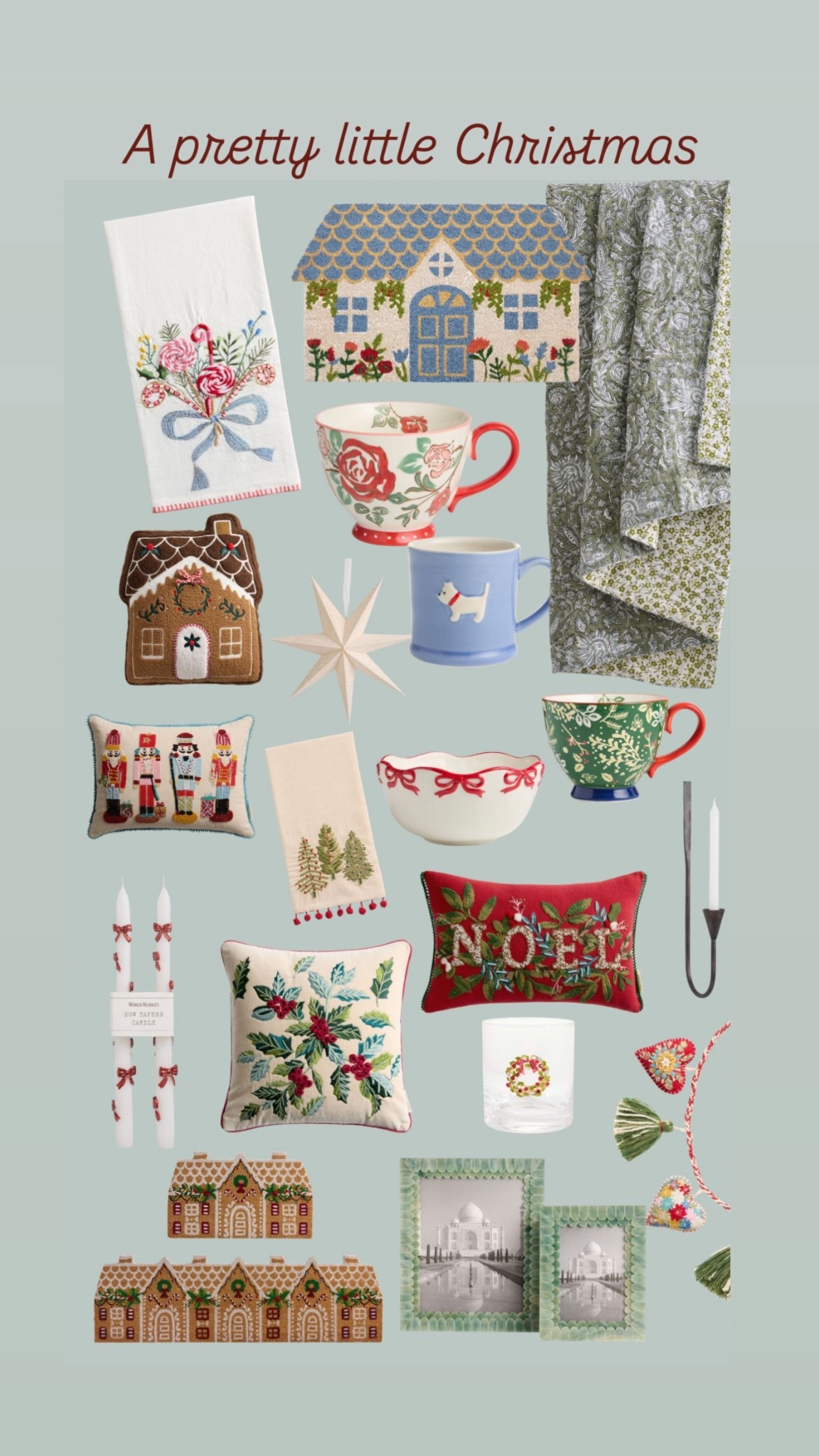 A curated collection of holiday pieces that feel like they were gathered from a storybook cottage sparkly gingerbread trims, embroidered linens, cozy greens, and little touches of wonder to warm every corner of your home #worldmarket #christmasdecor 

#LTKHome #LTKSeasonal #LTKHoliday