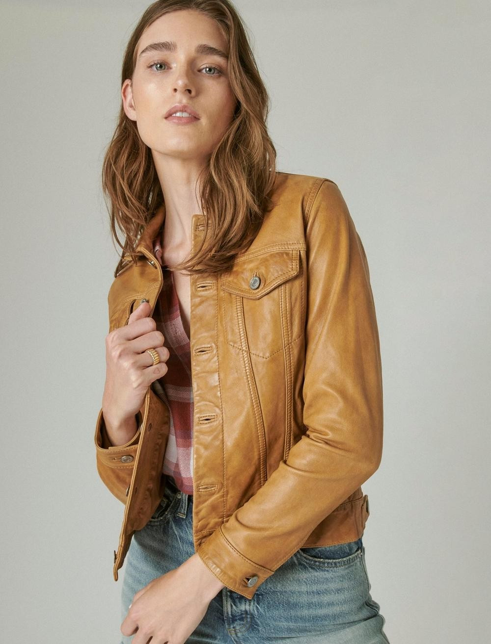 leather trucker jacket | Lucky Brand