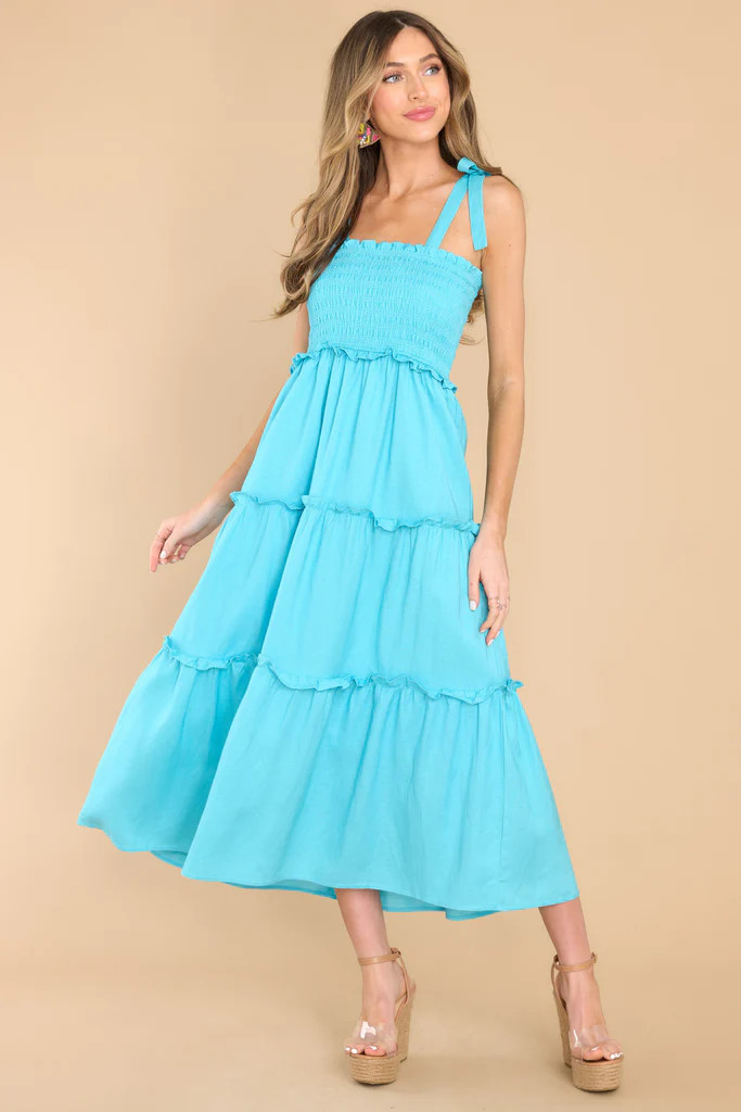 Morning Wishes Blue Midi Dress | Red Dress 