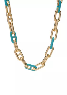 Gold Tone Enamel Link Collar Necklace | Belk