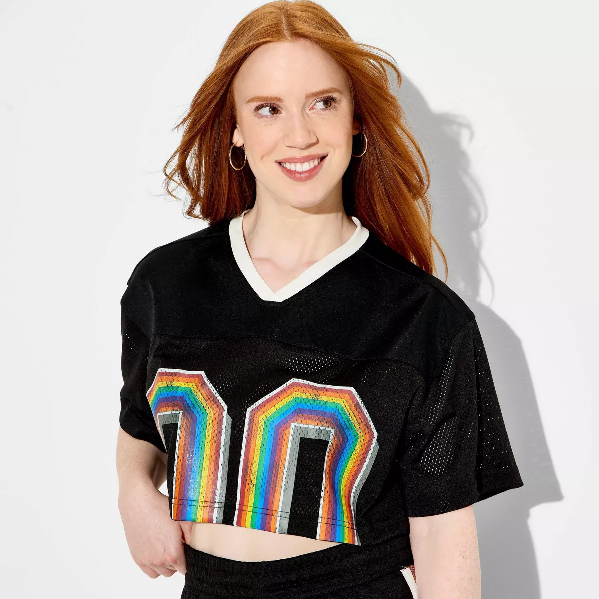 Pride Adult Short Sleeve Cropped Jersey - Black XS | Target