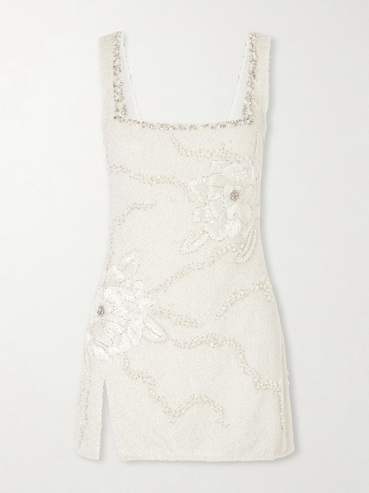 Clio Peppiatt - Peony Embellished Tulle Mini Dress - Neutrals | NET-A-PORTER (US)
