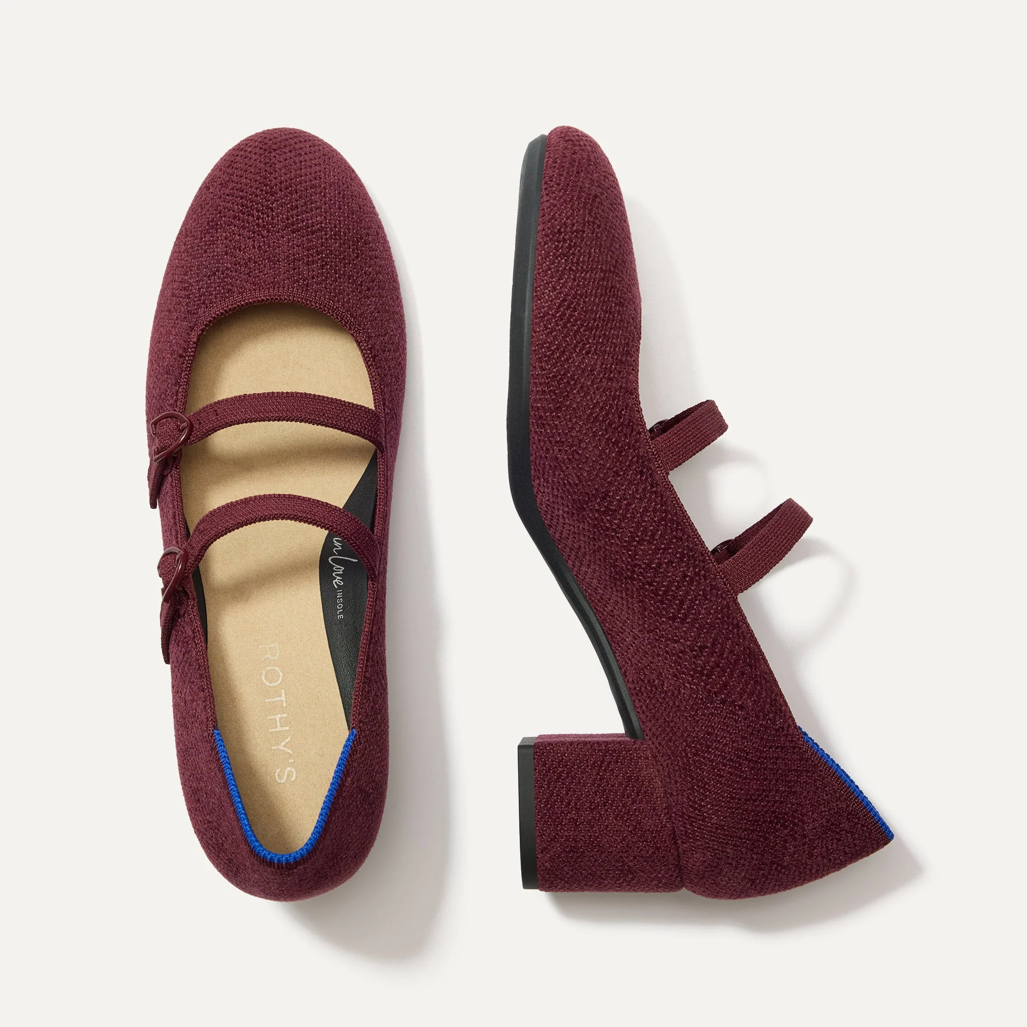 The ReVelvet™ Double Buckle Mary Jane Heel in ReVelvet™ Syrah | Rothy's | Rothy's