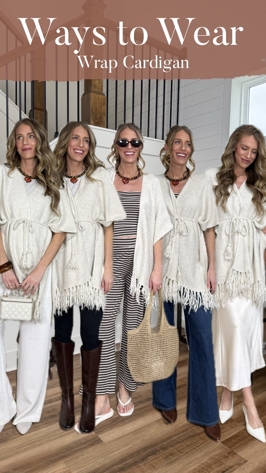 Five ways to style this Abercrombie wrap cardigan 🤍 All bump-friendly and tall-girl friendly options! 

Sizing notes: 
Outfit 1: Pants - wearing a medium long
Outfit 2: Maternity leggings - size small, long inseam
Outfit 3: Matching set - runs slightly big: small pre-pregnancy, wearing a medium now
Outfit 4: Spanx jeans - usually a small tall, sized up to a medium tall for pregnancy (long inseam options)
Outfit 5: Amazon skirt - wearing a medium:  true to size with a stretchy waistband

#LTKgrwm #LTKBump #LTKTall