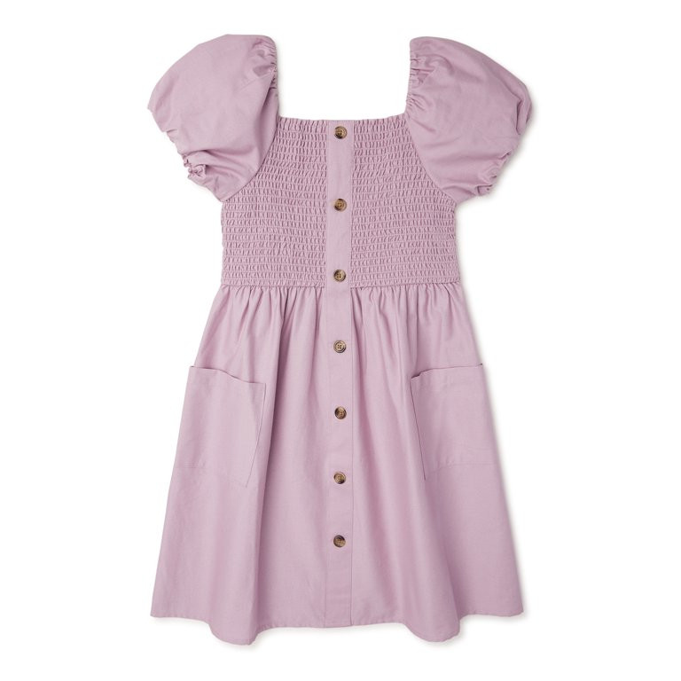 Wonder Nation Girls’ Puff Sleeve Dress Sizes 4-18 & Plus | Walmart (US)