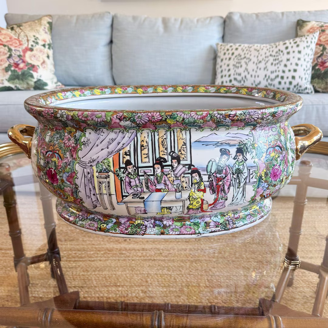 XL Rose Medallion Footbath Planter | Chinoiserie Chic | Etsy (US)