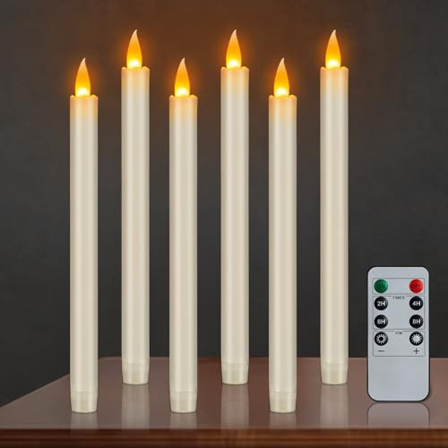 wemarry Flameless Taper Candles 10" Dripless Battery Operated with Remote Timer 6 Pack, 400+ Hours by 2 AA Batteries for Home Decor, Candlelight Dinner, Weddings | Amazon (US)