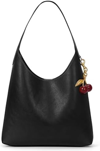 Faux Suede Hobo Bags Vegan Leather Shoulder Bag Tote for Women with Cherry Charm Slouchy Designer... | Amazon (US)