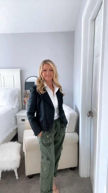"Date night vibes with an edgy twist! 🔥 Rocking my favorite mojo jacket paired with versatile cargo pants, a chic white blouse, and killer heels. Easy, fun, and full of possibilities! 💫 #DateNight #EdgyStyle #FashionFun"

#LTKover40 #LTKstyletip