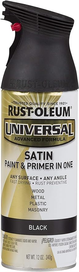 Rust-Oleum 245197 Universal Enamel Spray Paint, 12 Ounce (Pack of 1), Satin Black - Universal All... | Amazon (US)