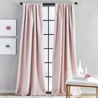 Bloomsbury Microsculpt Room Darkening Rod Pocket Curtain Panel - 52 x 95 - Blush | Bed Bath & Beyond