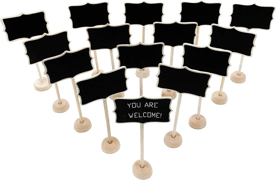 15 Pack Wood Mini Chalkboard Signs with Support Easels, Place Cards, Small Rectangle Chalkboards ... | Amazon (US)