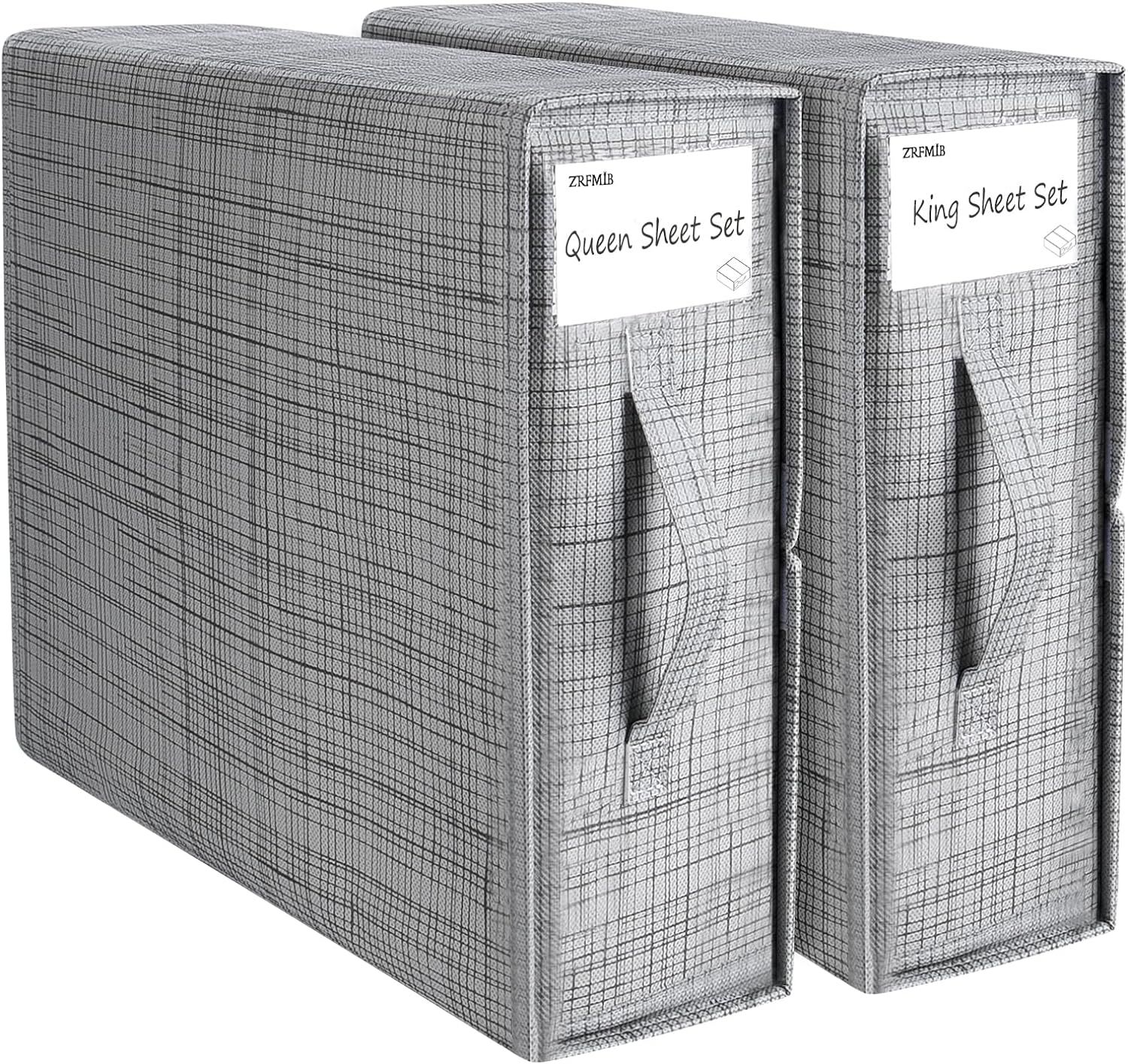 Zrfmib Bed Sheet Set Organizer, Foldable, 2 Pcak Fabric Storage Containers Bins for Flat Sheets (... | Amazon (US)