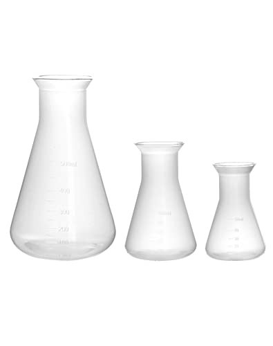 QWORK Erlenmeyer Flask, 3 Pack Clear Scale Plastic Conical Flask for Laboratory School Educational Learning Standard Capacity 50ml+100ml+500ml | Amazon (US)