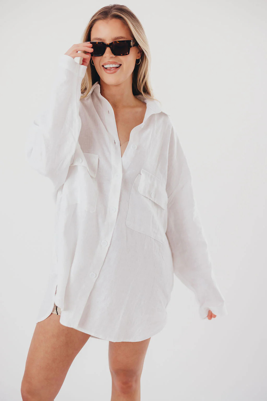 Marion 100% Cotton Oversized Shirt in White | Worth Collective