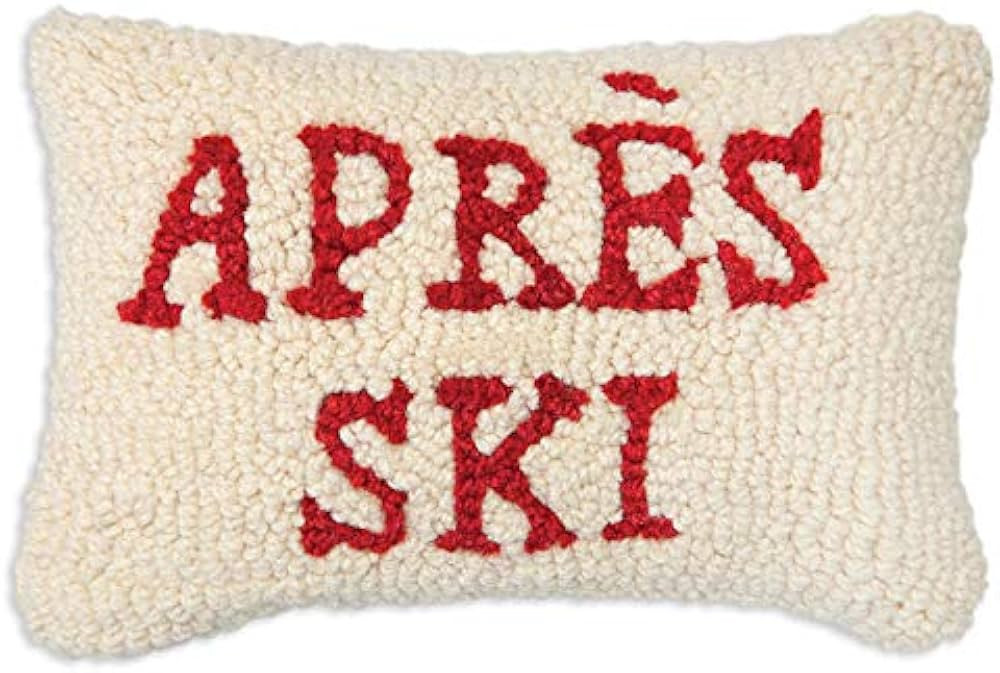 Artist-Designed Apres Ski Hand-Hooked Wool Decorative Throw Pillow - Ski Pillow for Couches & Bed... | Amazon (US)