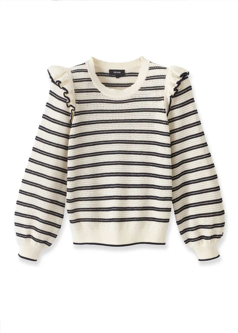 Cotton Breton 3/4 Sleeve Frill Jumper | ME + EM