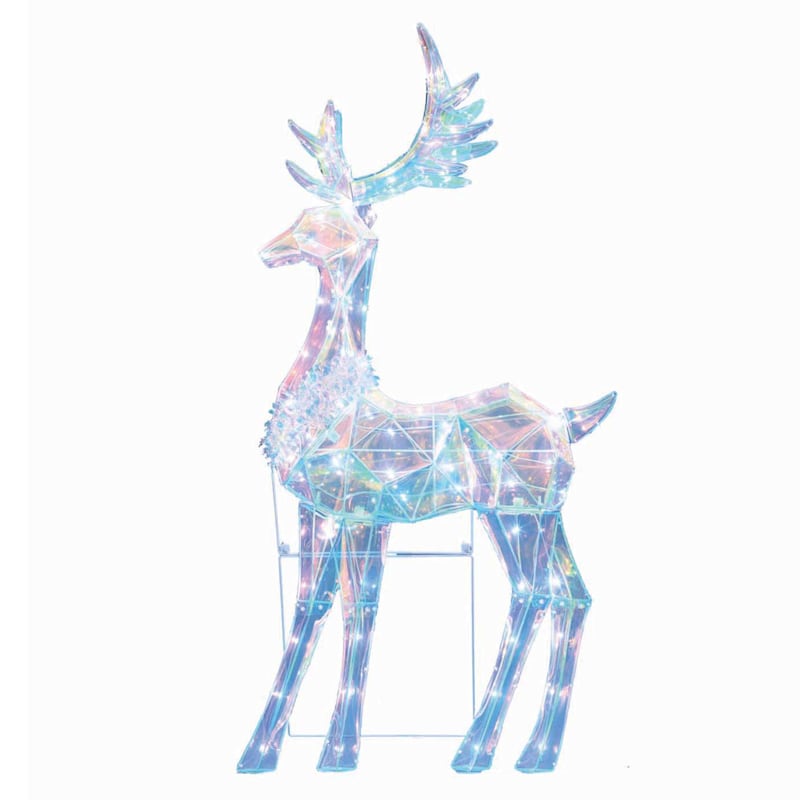 Outdoor Pre-Lit LED Prismatic Polygon Reindeer, 52" | At Home
