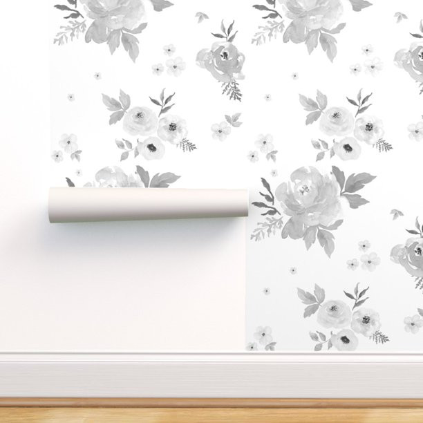 Peel-and-Stick Removable Wallpaper Cottage Chic Roses Floral Watercolor Flowers | Walmart (US)