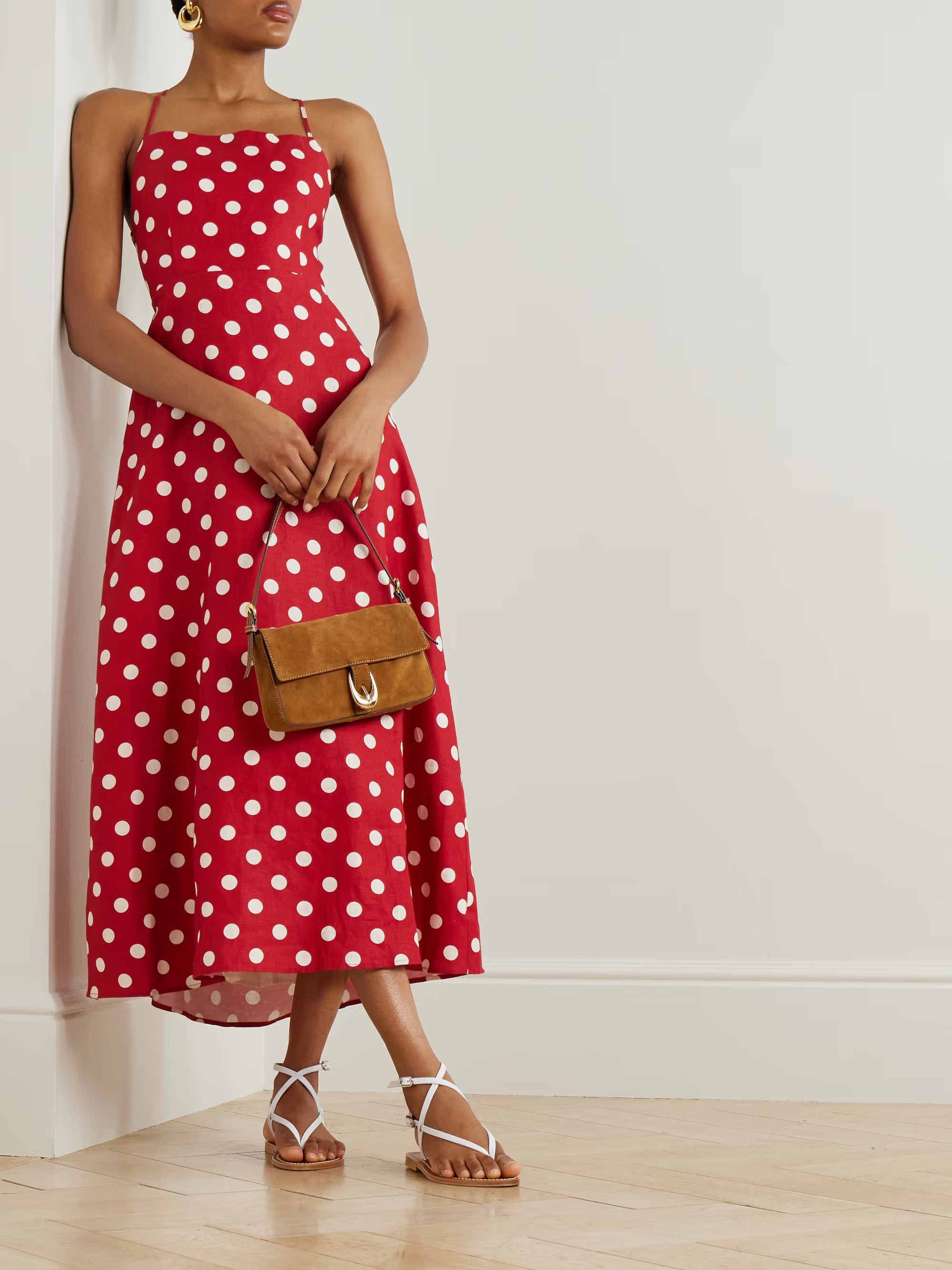 Lori polka-dot linen midi dress | NET-A-PORTER (UK & EU)