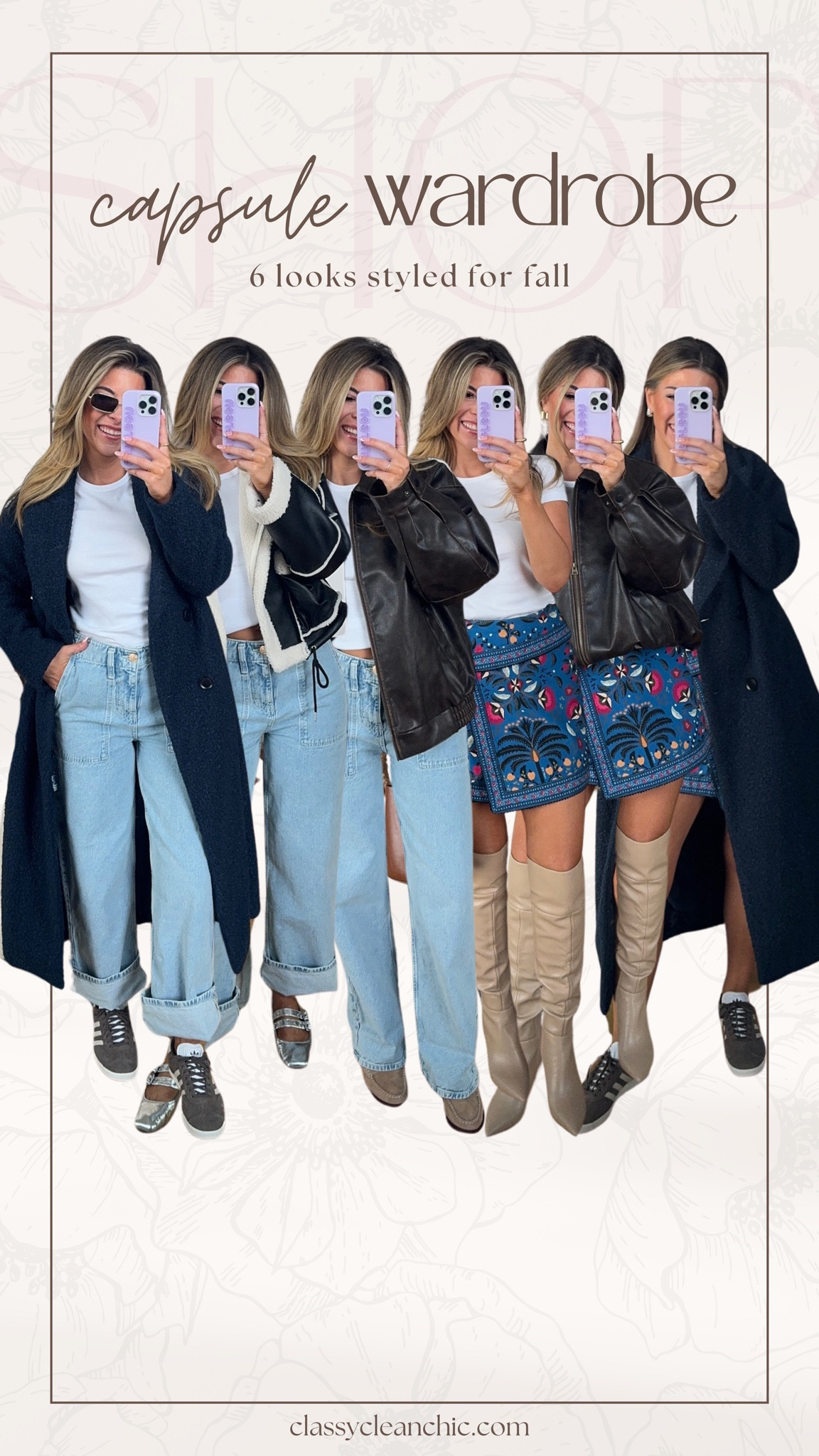 Nordstrom anniversary sale fall capsule collections looks denim jeans dark rio skirt. Leather jackets navy coat boots sneakers flats bags and jewelry.  
Sizing:
White tee and navy coat: sized down to an XS.
Brown bomber jacket: sized up to a M. 
Everything else was true to size. 

#LTKSeasonal #LTKxNSale #LTKFindsUnder100