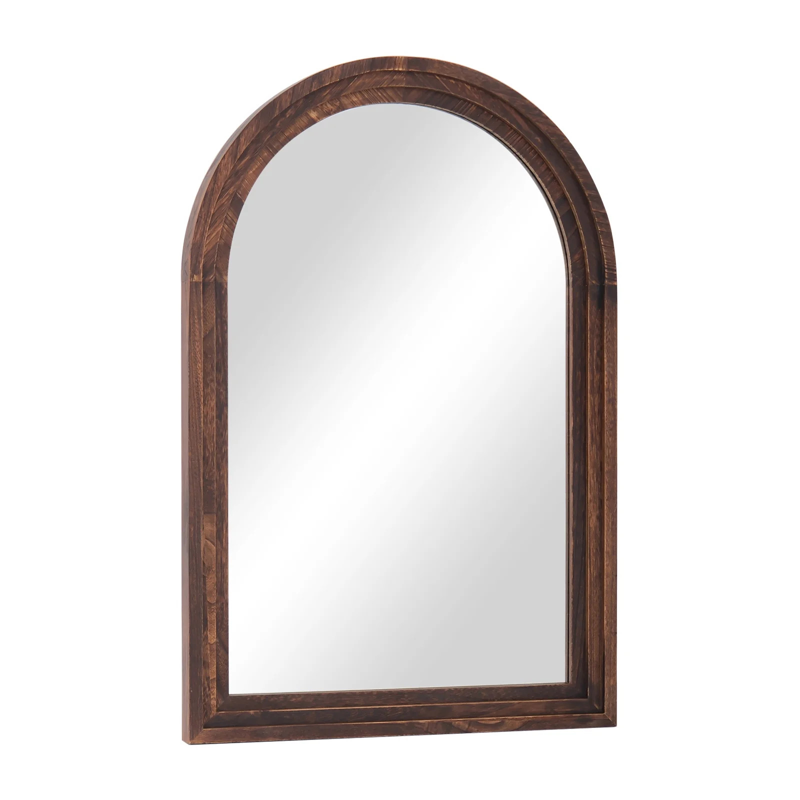 BEAUTYPEAK 36"x 24" Arched Bathroom Mirror Wall Mirror Wooden Frame,Brown | Walmart (US)