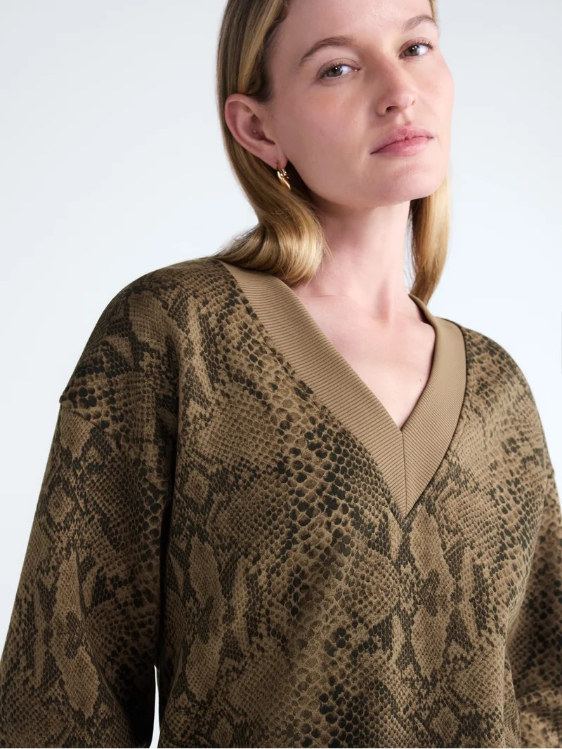 Scoop Women's and Women's Plus V-Neck Sweatshirt, Sizes XS-4X | Walmart (US)